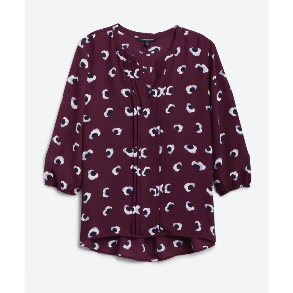 41 Hawthorne Maurry Pleat Detail Split Neck Blouse 1X